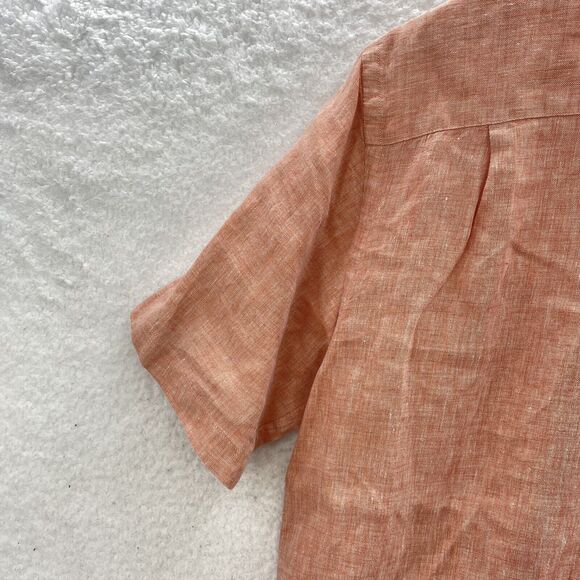 Jos A Bank Linen Shirt Men's Medium Pink Button Up Short Sleeve Summer Comfort - Picture 10 of 16